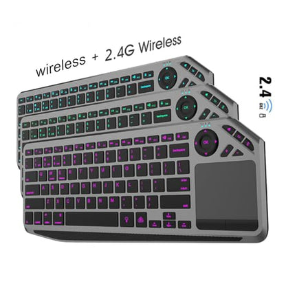 Tangxi Wireless Touch Keyboard with Touchpad, 7 Color Backlight Keyboard for TV PC Laptop Tablet, 2.4G Dual Mode, USB C Rapid Charging, 1000mAh Battery