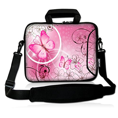 10 inch Messenger Bag Carrying Case Sleeve with Handle Accessory Pocket Fits 7 to 10-Inch Laptops/Notebook/Kids tablet (7-10.2 inch, Pink Butterfly) - color: Pink Butterfly, size: 7-10.2 inch
