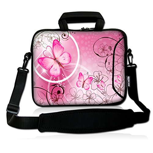10 inch Messenger Bag Carrying Case Sleeve with Handle Accessory Pocket Fits 7 to 10-Inch Laptops/Notebook/Kids tablet (7-10.2 inch, Pink Butterfly) - color: Pink Butterfly, size: 7-10.2 inch