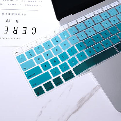 Batianda Ultra Thin Ombre Color Keyboard Cover for New MacBook Air 13 Inch 2020 2021 M1 Chip A2337 (with Touch ID & Retina Display) Waterproof Durable Laptop Protector Silicone Skin, White to Green - color: White to Green