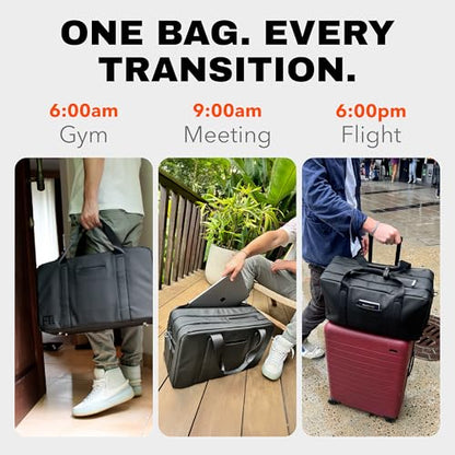 The FTL Pro Mens Travel Bag - 30L Premium Work to Gym Weekender Duffel with Garment Bag, Shoe Space & 18" Laptop Sleeve - Organized Athletic Business Carry On Hybrid, Fits Under Airplane Seat - Black - color: Kenmare Black, style: Pro