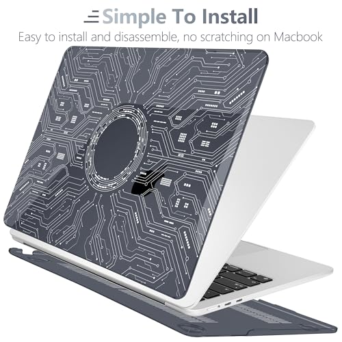 Batianda AstroGrid Case for MacBook Air 13.6" M2-M5 Chip, Circuit Board | 4-in-1 set with circuit board tech design, ultra slim hard shell protection for tech lovers, students and engineers - color: Circuit Board