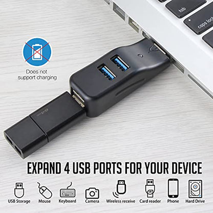 VCOM USB 3.0 Hub for Laptop, Portable 4-Port Data USB Splitter, Mini USB A Port Expander, 5Gbps Fast Data Transfe for Desktop Computer, Surface Pro, XPS, PC, Flash Drive, Mobile HDD, Keyboard, Mouse