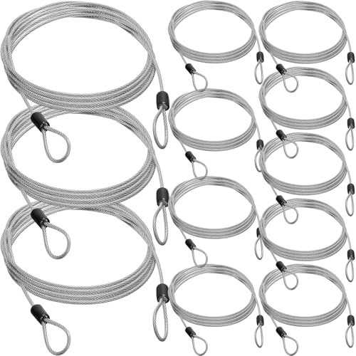 12 Pack Security Cable Luggage Lock with Loops 7 ft 3mm Braided Steel Coated Bike Cable Wire Double Loop Anti Theft Safety for U Lock, Padlock and Disc(Clear) - color: Clear, size: 7 ft