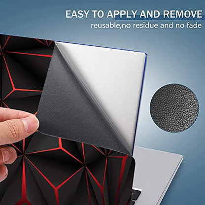 Laptop Skin Sticker Decal, Black and Red, 13.3-15.6 inch Universal | Vinyl Cover, Dustproof, Waterproof, Reusable, Includes 2 Wrist Pads - color: Black and red