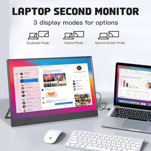 Portable Monitor 15.6 inch FHD 1080P USB-C HDMI Ultra-Slim Travel Computer Monitor with Kickstand Speakers for Laptop PC Mac Phone, VESA Mountable (15.6" 1080P Touch)