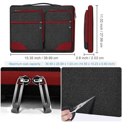 Hseok Laptop Case 15 15.6 16 inch Sleeve with Handle and Hidden Straps,Compatible with MacBook Neo 16",MacBook Pro Air 16" 15", 360°Protective PC Briefcase with 4 Pockets for Accessories,Red - color: Red