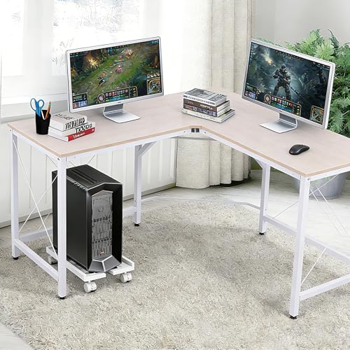 Computer Tower Stand, Adjustable Mobile CPU Stand with 4 Rolling Caster Wheels, PC Tower Stand Fits Most PC Under Desk-White - color: White