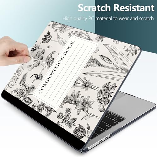 for MacBook Air 13 Inch (13.6 Inch) Case, M5/M4/M3/M2 Chip 2026 2025 2024 2023 2022, Hard Plastic Printed Cover with Screen Protector & Keyboard Cover & Dust Plugs, Black Composition Book - color: Black Composition Book