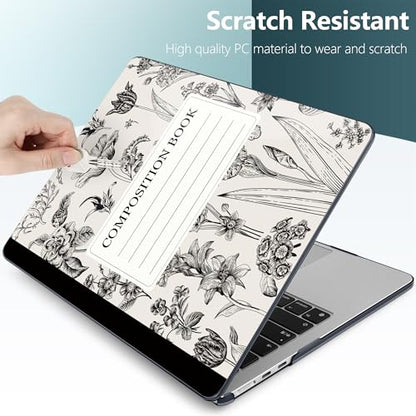 for MacBook Air 13 Inch (13.6 Inch) Case, M5/M4/M3/M2 Chip 2026 2025 2024 2023 2022, Hard Plastic Printed Cover with Screen Protector & Keyboard Cover & Dust Plugs, Black Composition Book - color: Black Composition Book