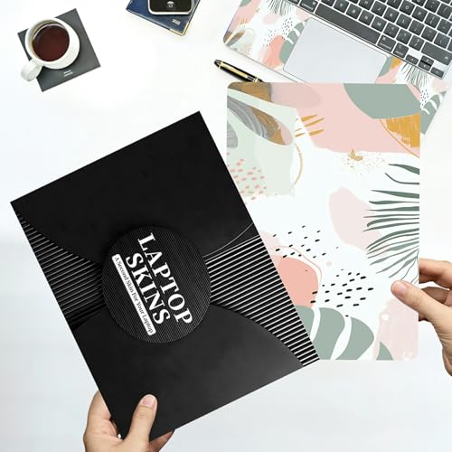 Universal Laptop Skin Sticker with 2 Wrist Pad Decals, 3-Piece Removable Vinyl Laptop Cover, Minimalist Art Flowers Waterproof Anti-Scratch, Easy-Trim Fit for 13.3" 14" 15.6" Laptops - color: Minimalist Art Flowers