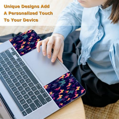 Universal Laptop Skin Sticker with 2 Wrist Pad Decals, 3-Piece Removable Vinyl Laptop Cover, Rainbow Butterfly Waterproof Anti-Scratch, Easy-Trim Fit for 13.3" 14" 15.6" Laptops - color: Rainbow Butterfly