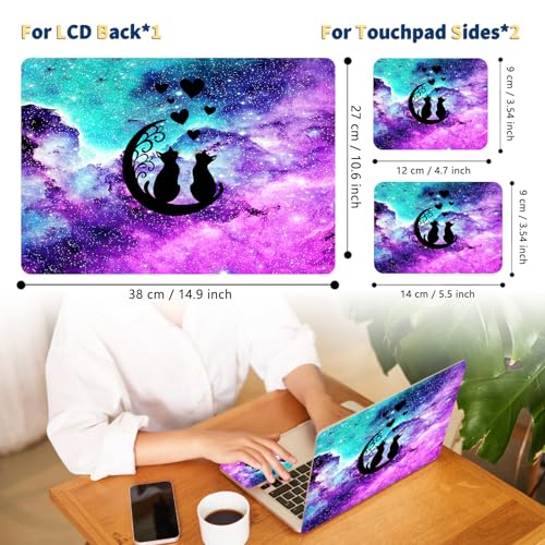 Universal Laptop Skin for 13-16 Inch Laptops,Vinyl Protective Sticker Decal,Easy DIY Trim-to-Fit for HP/Dell/MacBook,Bubble-Free & Removable,Galaxy Cute Cat - color: Galaxy Cute Cat