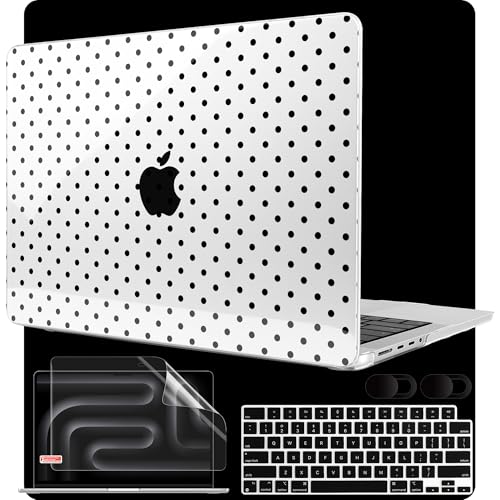 MEEgoodo Case for MacBook Pro 16 inch 2026 2024 2023 2021, Laptop Hard Shell Compatible with M5 M4 M3 M2 M1 Pro/Max Chip, Fit Model A3429/A3428/A3403/A3186/A2991/A2780/A2485, Poka Dot Black - color: Poka Dot Black
