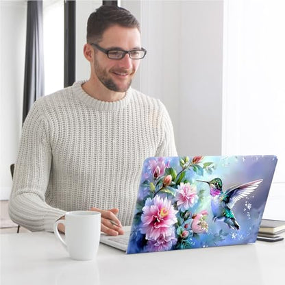 Universal Laptop Skin, DIY Cut-to-Fit Vinyl Cover Compatible with HP, Dell, Lenovo, Mac (13.3" to 15.6"), Anti-Scratch, No Residue & Bubble-Free Protective Decal Sticker, Hummingbird Pink Flower - color: Hummingbird Pink Flower