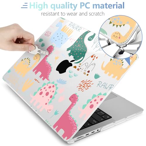 MEEgoodo Case for MacBook Pro 16 inch 2026 2024 2023 2021, Laptop Hard Shell Compatible with M5 M4 M3 M2 M1 Pro/Max Chip, Fit Model A3429/A3428/A3403/A3186/A2991/A2780/A2485, Cute Dinosaurs - color: Cute Dinosaurs