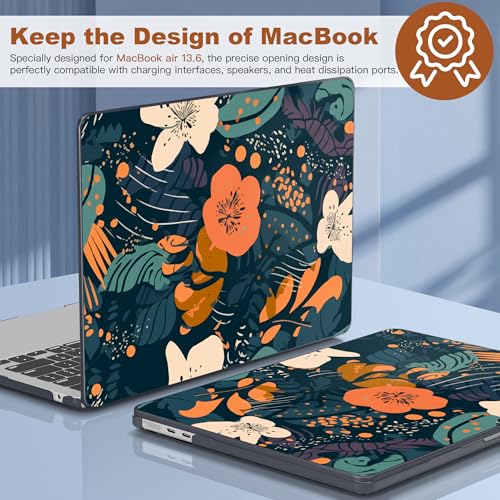 CISSOOK Compatible with MacBook Air 13 inch Case A3449 A3240 A3113 A2681 | 2026 2025 2024 2023 2022, 5in1 Set Hard Shell Case Keyboard Cover for MacBook Air 13 inch M2 M3 M4 M5, Little Flower - color: Air13.6inch-Little Flower