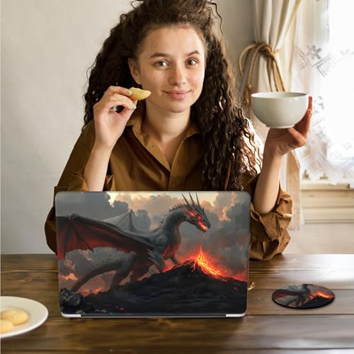 Laptop Skin Sticker Decal 15.6 Inch,12 13 13.3 14 15 15.6 in Laptop Netbook Skins for Notebook,Art Decal Removable Waterproof Scratch Resistant,Universal Vinyl Cover,Fire Dragon Black - color: Fire Dragon Black