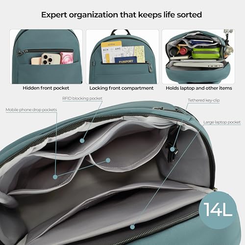 Travelon Anti-Theft Metro Backpack with RFID blocking pouch/NEW HARDWARE - color: Slate Blue/New Hardware
