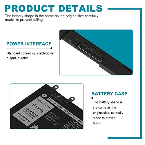 ASUNCELL R8D7N Battery Replacement for Dell Inspiron 3540 M3550 Latitude 5400 5500 5510 7590 7591 7791 2-in-1 Series H82T6 0C5GV2 0W8GMW Series 1V1XF 4GVMP RF7WM 9JRYT X77XY 11.4V 51h - color: OD06XL
