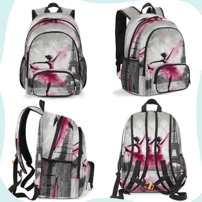 Paris Eiffel Tower Laptop Backpack for Women Men, 18.3 Inch Travel Work Backpacks, Pink Waterproof Computer Casual Daypack Nurse Teacher Bags - color: Multicolor 17