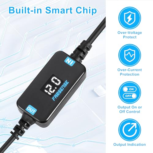 FARSENSE USB DC 5V to 12V Step Up Power Cable(3FT),USB C to DC 12V Adapter with DC Jack 5.5 x 2.5mm(Compatible with 5.5 x 2.1) and 3.5 x 1.35mm, Boost Converter Supports Voltage Display