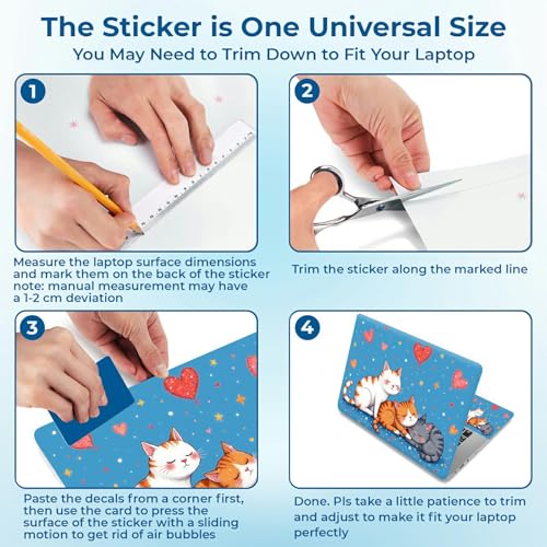 Reusable Universal Laptop Skin Sticker, Cut to Fit for 11.6–15.6 Inch Laptops, Waterproof Protective Film, No-Residue - Cute Cats in Love - color: Cute Cats in Love