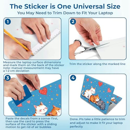 Reusable Universal Laptop Skin Sticker, Cut to Fit for 11.6–15.6 Inch Laptops, Waterproof Protective Film, No-Residue - Cute Cats in Love - color: Cute Cats in Love