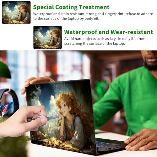 Laptop Skin Sticker Decal, Universal Protective Cover Fit 12 13 14 15.6 Inch Notebook, Reusable Water-Resistant Vinyl Decal w/ 2 Wrist Pads for Business Travel Office, Cloud Girl - color: Cloud Girl