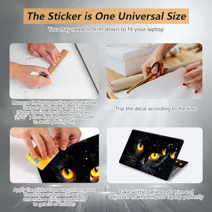 Laptop Skin Sticker for 12.1”-15.6“ Laptops (Fits 13”, 13.3”, 14”, 15”, 15.4”) | Protective Universal Reusable Vinyl Art Decal Cover | Waterproof & Scratch-Resistant-Black Cat with Gold Eyes - color: Black Cat with Gold eyes