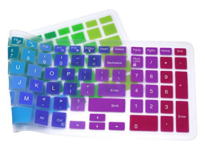 Silicone Keyboard Cover Compatible for 15.6 inch Dell Inspiron 15 3000 & 5000 Series, 17.3 inch Dell Inspiron 17 5000 Series, Inspiron 15 i3541 i5566, Inspiron 17 i5749 Series Laptop (Rainbow) - color: Rainbow