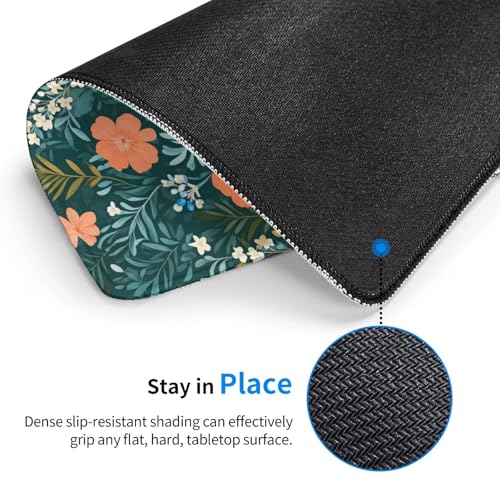 Green Flower Gaming Computer Keyboard Cute Mouse Pad with Anti-fray Stitching, Premium-Textured Alfombrilla para Mouse with Non-Slip Rubber Base, 10 x 12 inch - color: Green Flower