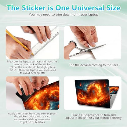 Laptop Skin Sticker Decal 12"-15.6" Universal Laptop/Notebook/Netbook Vinyl - Waterproof Scratch Resistant,Fits HP Dell Lenovo MacBook,2 Free Wrist Pads,Easy Apply & Remove,Fire Dragon Castle - color: Fire Dragon Castle