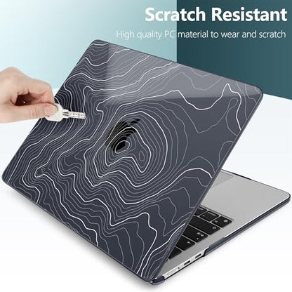 for MacBook Air 13 Inch (13.6 Inch) Case, M5/M4/M3/M2 Chip 2026 2025 2024 2023 2022, Hard Plastic Printed Cover with Screen Protector & Keyboard Cover & Dust Plugs, Black Maps - color: Black Maps