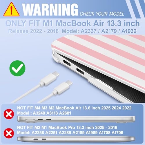 May Chen Compatible with MacBook Air 13 inch Case 2022 2021, 2020-2018 Release Model: M1 A2337 A2179 A1932, Plastic Hard Shell Case Cover for Mabook Air 13 inch with Retina Dispaly, Pink Stripes - color: Pink stripes