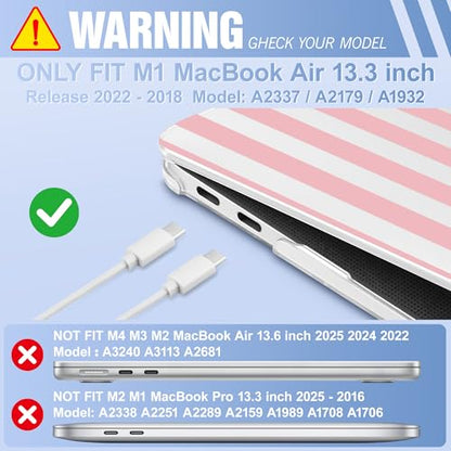 May Chen Compatible with MacBook Air 13 inch Case 2022 2021, 2020-2018 Release Model: M1 A2337 A2179 A1932, Plastic Hard Shell Case Cover for Mabook Air 13 inch with Retina Dispaly, Pink Stripes - color: Pink stripes