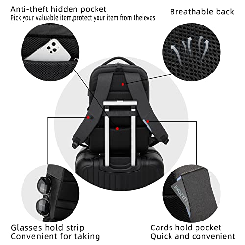 17 Inch Laptop Backpack for Travel Water Resistant College Backpack for Men Women Laptop Bag with USB Charging Port,Black - color: Black-z