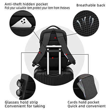 17 Inch Laptop Backpack for Travel Water Resistant College Bookbag for Men/Women Laptop Bag with USB Charging Port and Tablet Sleeve Bag Compatible Protective Case, Black - color: Black-b