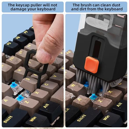 Keyboard Cleaner & Laptop Cleaning Kit, All-in-1 for Computer PC, Black | Electronics Deep Cleaning Reusable Brush Tool, Screen-Safe Spray, for iPhone iPad Macbook Airpod Camera, Gaming Accessories - color: Black