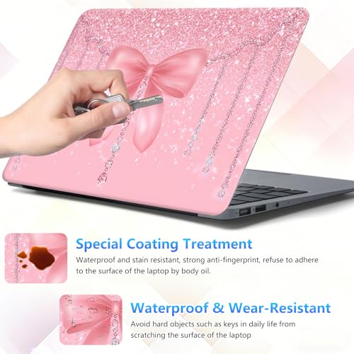 Laptop Skin Sticker Decal 15-15.6 Inch with Cute Mouse Pad, Universal Reusable Vinyl Sticker for 12.1 13 13.3 14 15.4 Inch Netbook and Notebook PC, Pink Glitter Bow - color: Pink Glitter Bow