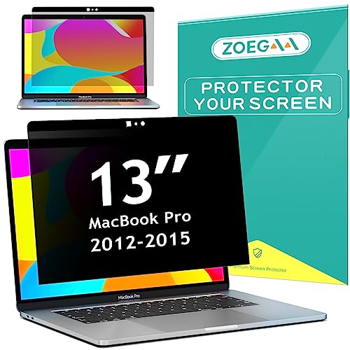 ZOEGAA Privacy Screen MacBook Pro 13 Inch (2012-2015), Magnetic Removable Anti Blue Light Filter Laptop Privacy Screen Protector with Camera Cover for MacBook 13'' Model (A1278, A1425, A1502) | 1 Install Ways; Anti Bule Light/Glare; Camera Cover; Compatib