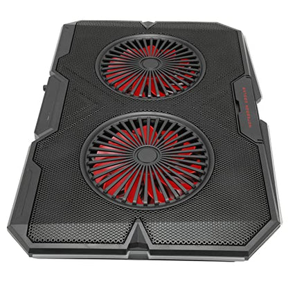 RGB Laptop Pad with Dual Silent Fans, Gaming Laptop Cooler Stand with 7 s Height Adjustment, 2 USB Ports and RGB ing for 14in to 17in Lap, y Panel