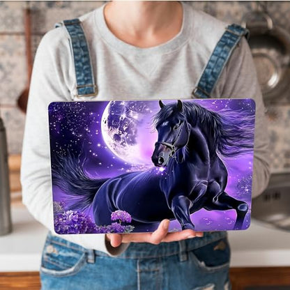 Universal Laptop Skin Sticker with 2 Wrist Pad Skins, Waterproof Scratch Resistant Vinyl Laptop Cover Decal, Cut to Fit for 11–15.6 Inch MacBook HP Dell Lenovo, Black Horse Moon - color: Black Horse Moon
