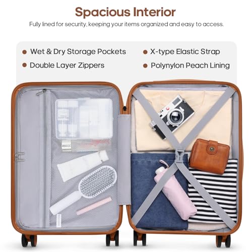 UKEIN Luggage Set with Backpack,Hardshell Carry On Luggage Airline Approved | 20inch Suitcase Set with 360° Smooth Spinner Wheels,TSA Lock,YKK Zippers,Lightweight 3 Piece,Polycarbonate - color: Black, size: Carry On 3 Piece Set (20inch)