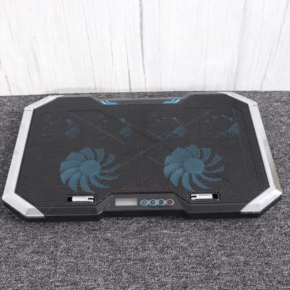 TEHAUX Silent Laptop Cooling Pad with 6 Fans and Adjustable Height Stand, USB Cooler Fan with Dual USB Ports, LED Display, and Visual Lighting Effects for Portable Laptop Cooling