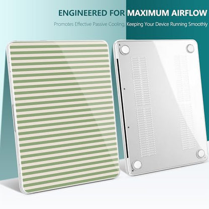 for MacBook Neo 13 Inch Case 2026 (Model A3404, A18 Pro chip), Stylish Pattern Protective Hard Shell with Screen Protector, Keyboard Cover & USB-C Adapter - Green Stripes - color: Green Stripes