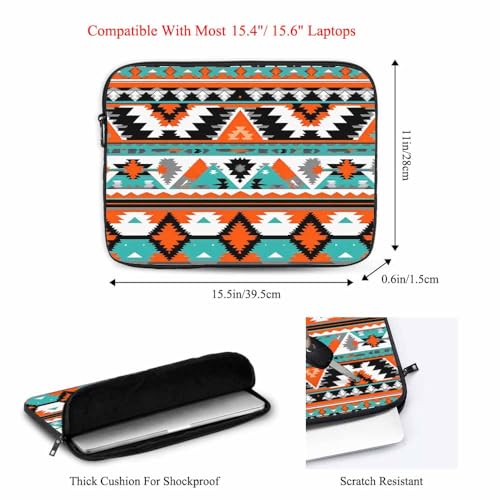 Laptop Sleeve Bag 15.4 15.6 Inch,Ethnic Aztec Geometric Native American Indian Style Mexican Colorful Protective Polyester Computer Cases Laptop Cover Tablet Travel Cover - color: LPS-002