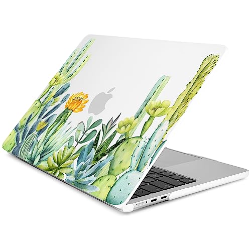 Batianda Case for MacBook Air 15" with M5 M4 M3 M2 Chip, Green Cactus | 4-in-1 Set with Watercolor Cactus Design, Lightweight Slim Hard Shell Protection For Students, Travelers and Nature Lovers - color: Cactus