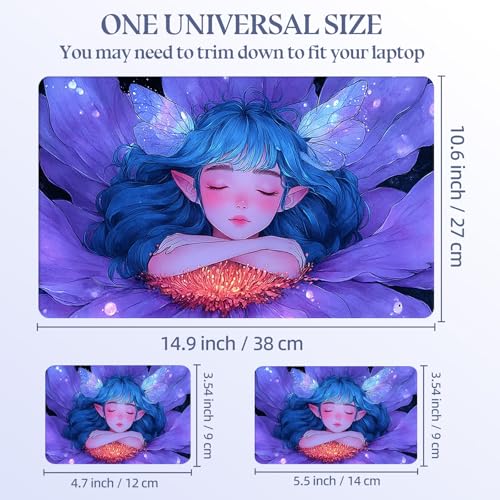 Universal Laptop Skin Sticker Decal,15.6 Inch Laptop Vinyl Cover for 13" 14" 15.6" Laptop,Scratch-Resistant Waterproof Protector Wrap,Reusable with Wrist Pads,Blue Hair Flower Fairy - color: Blue Hair Flower Fairy