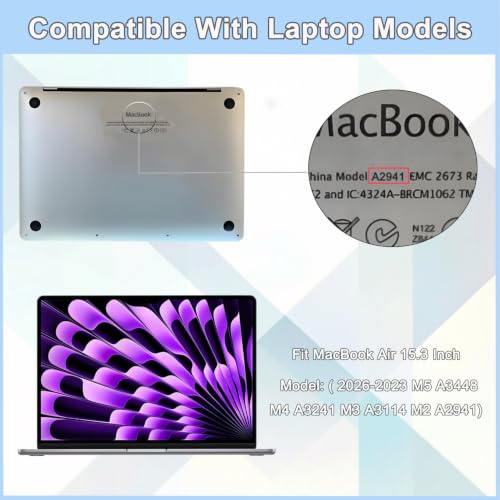 YINOVEEN 2 Pack Tempered Glass Screen Protector for MacBook Air 15.3-inch 2026 2025 2024 2023 Release M5 A3448 M4 A3241 M3 A3114 M2 A2941 Laptop, 9H Hardness, Ultra HD - size: MacBook Air 15" (2023-2026)